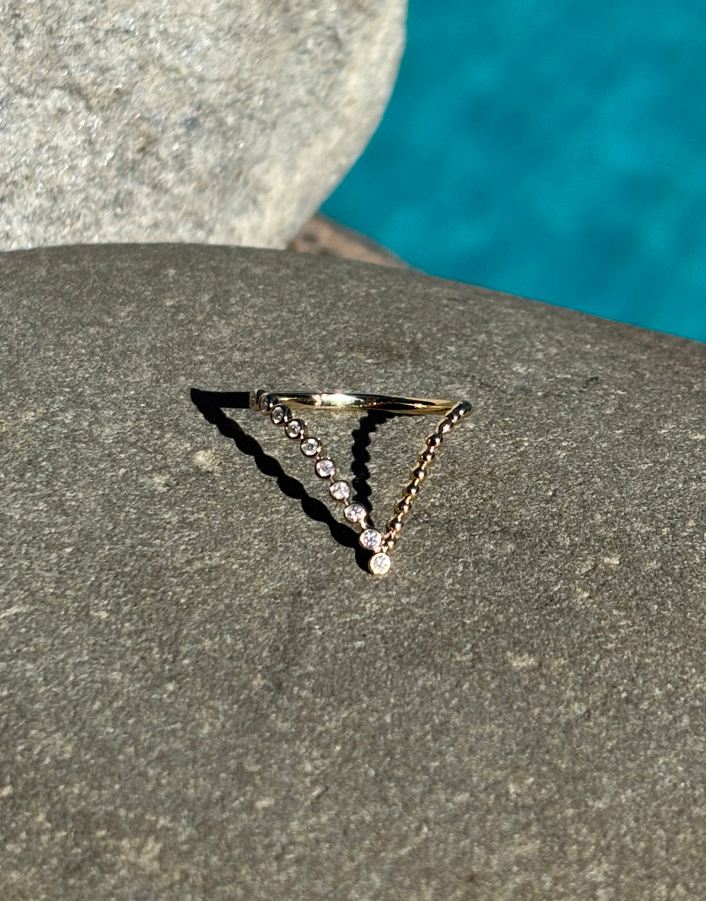 Bezel Set V Shape Ring