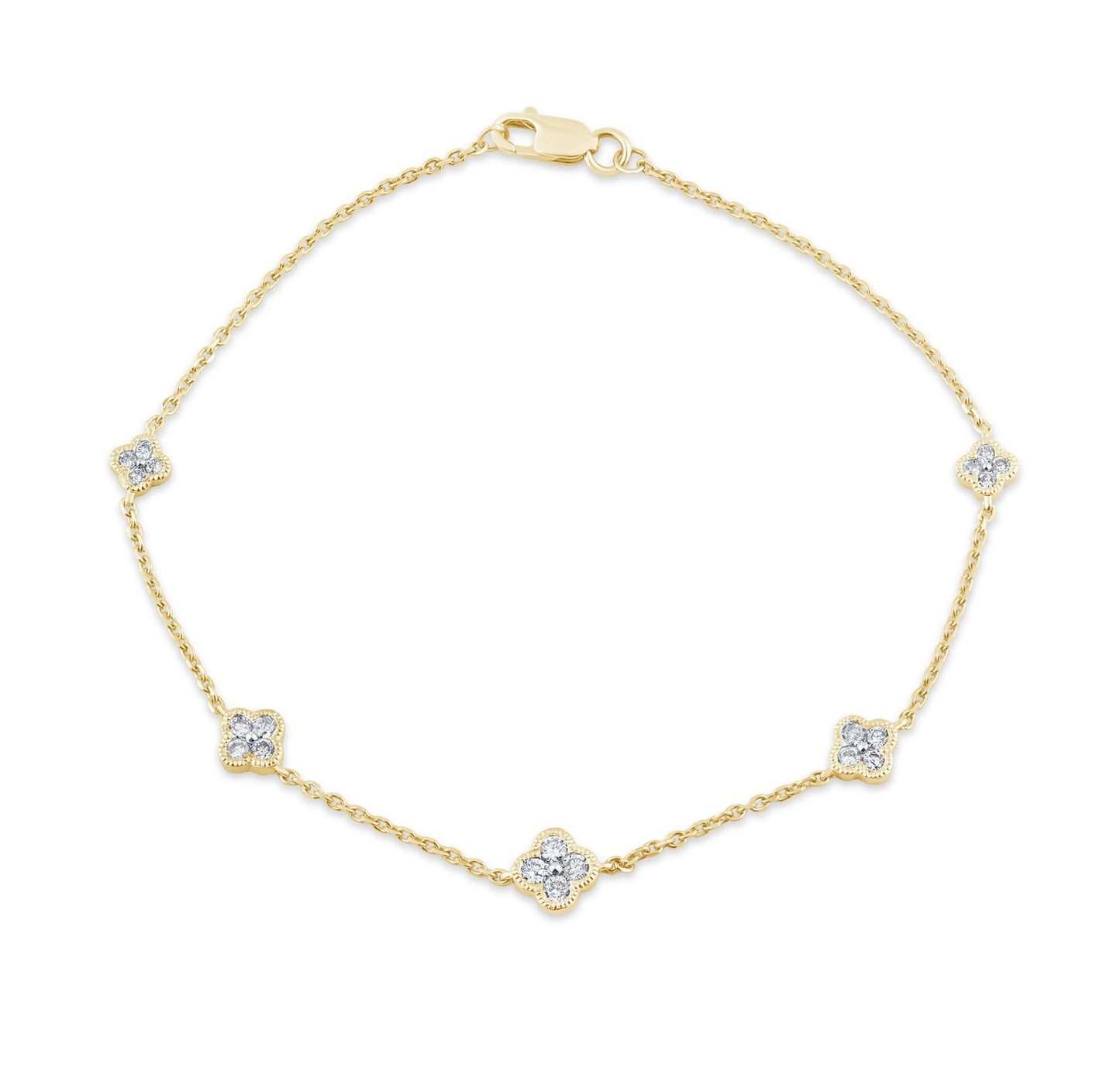 Diamond Clover Station Bracelet