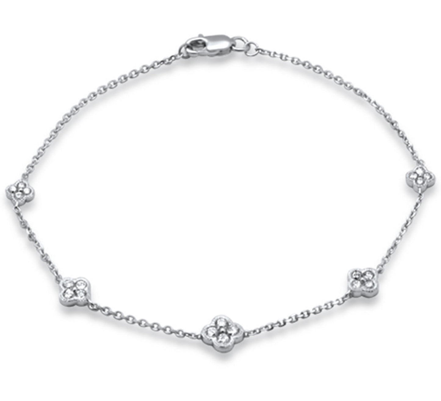 Diamond Clover Station Bracelet