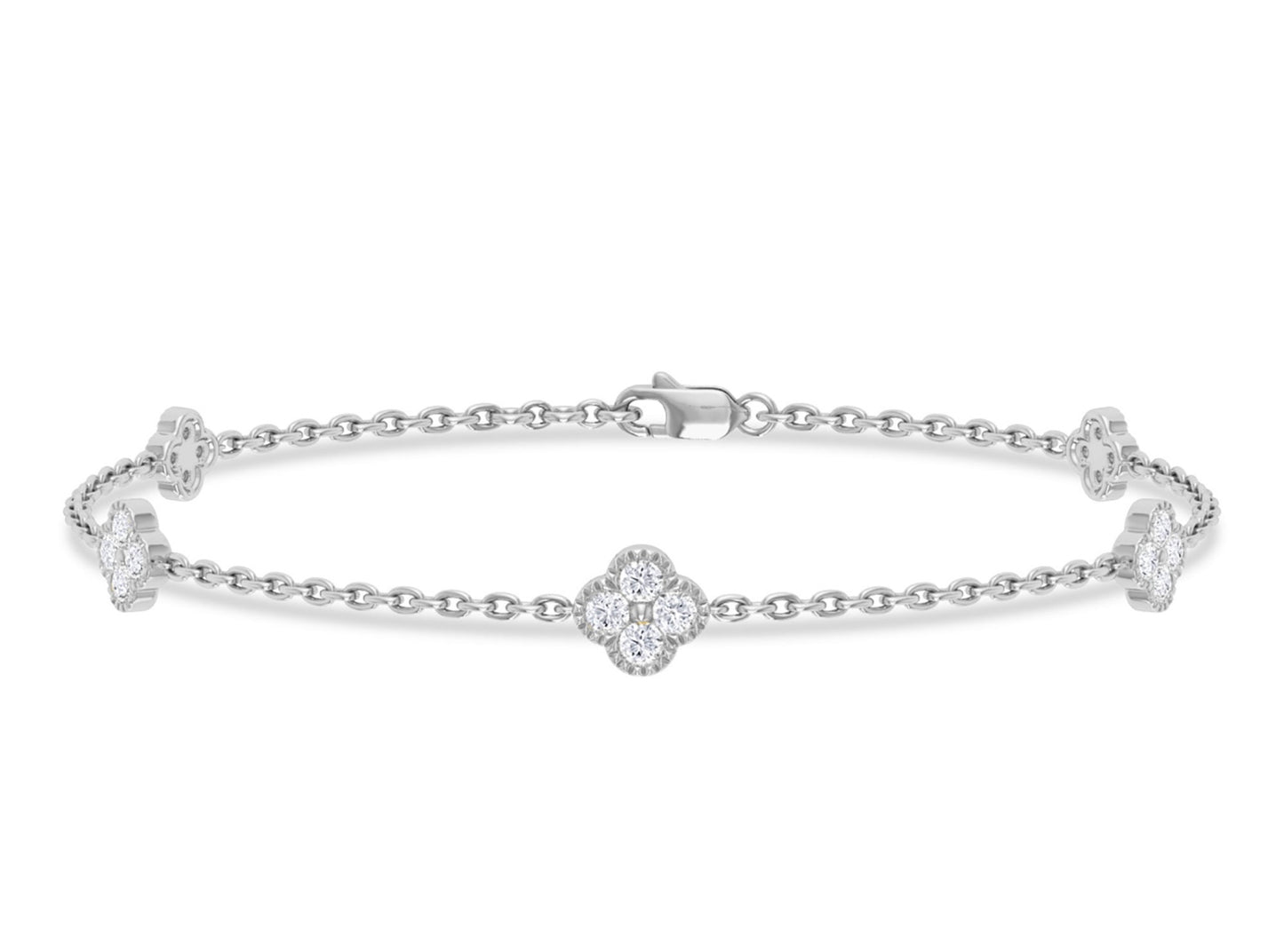 Diamond Clover Station Bracelet