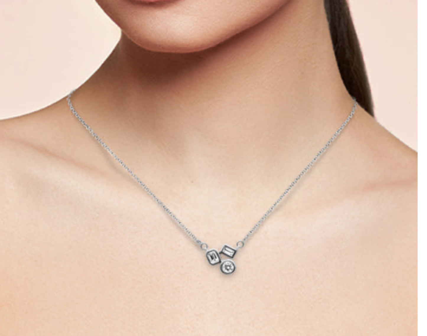 3 Stone Cluster Necklace