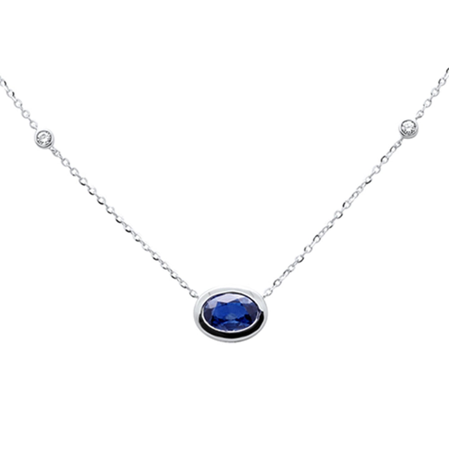 Oval Blue Sapphire Necklace
