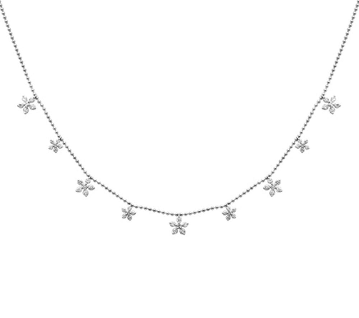 Diamond Flower Dangle Necklace