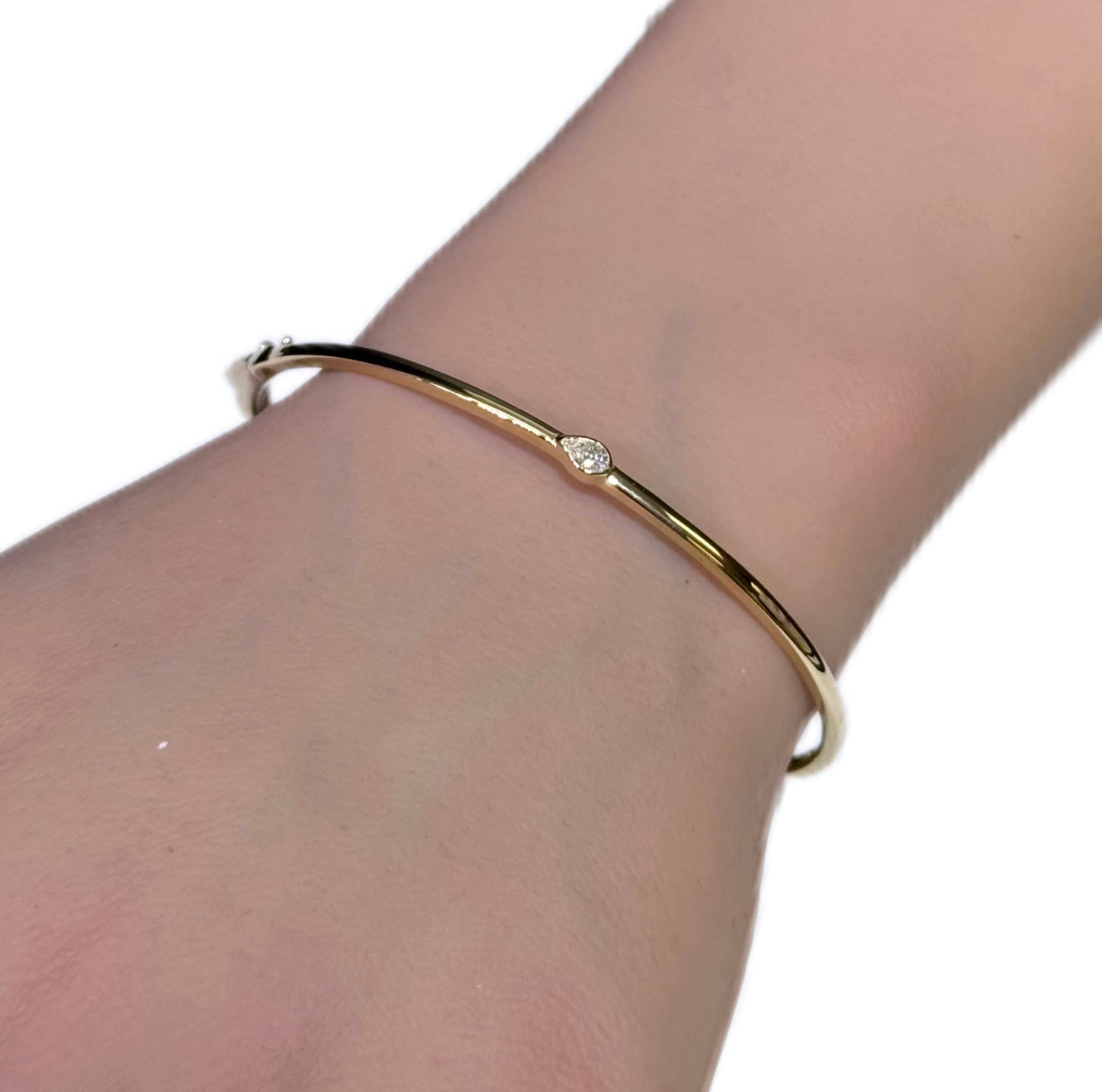 Gold Oval Diamond Solitaire Bangle Bracelet