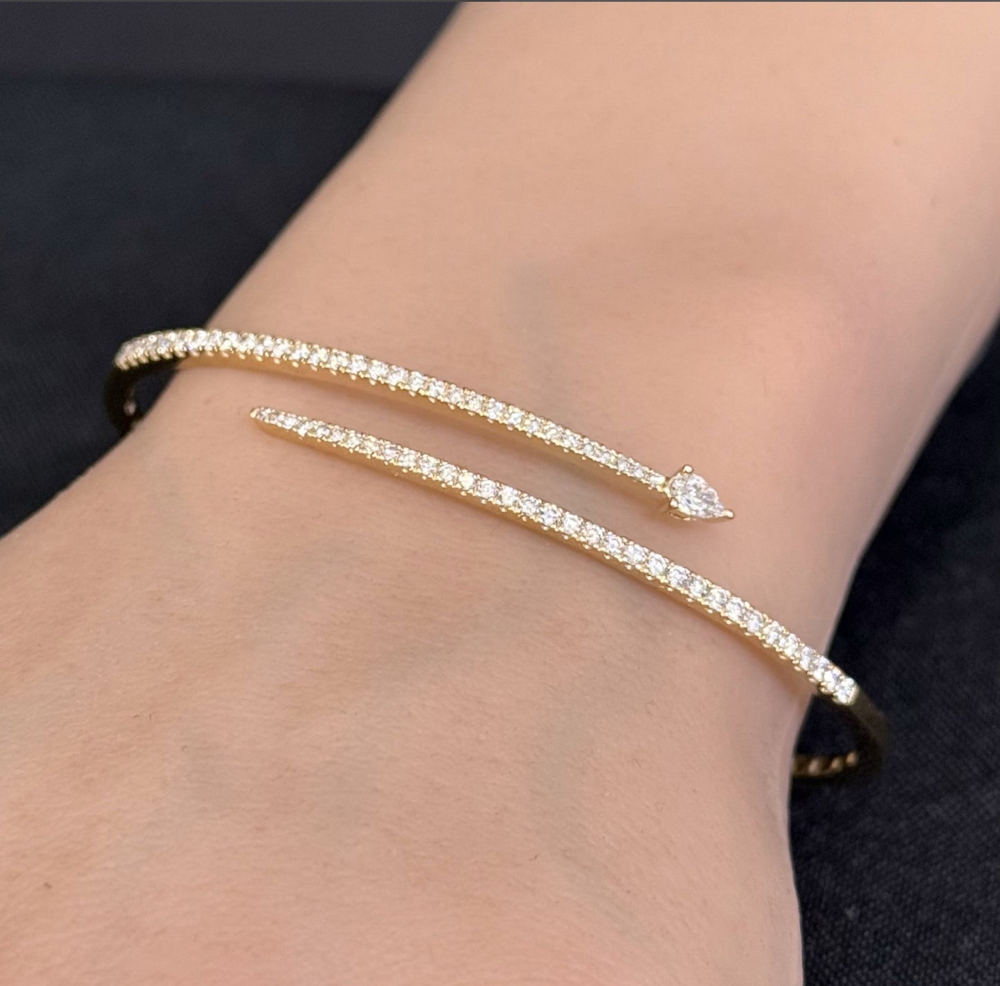 Diamond Snake Wrap Bangle Bracelet