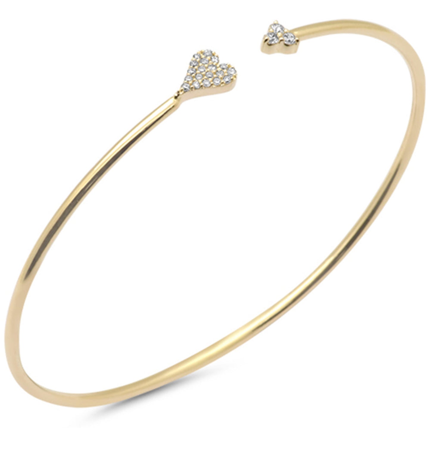 Gold Heart Bangle Cuff Bracelet