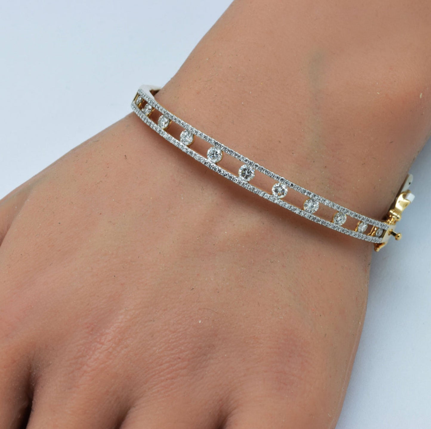 Gold and Diamond Peek-a-boo Bangle Bracelet 2.0
