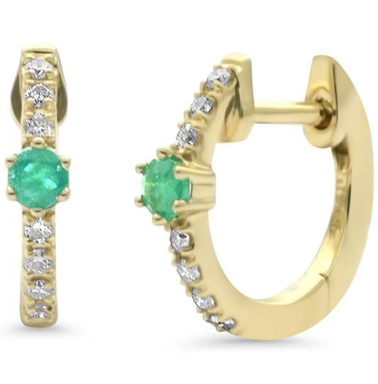 Diamond Pave Single Gem Huggie Earrings