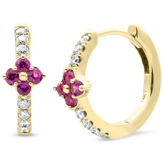 Pave Gem Clover Huggie Earrings