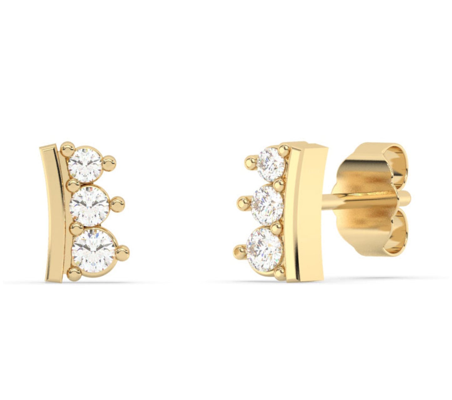 3 Stone Diamond Petite Earrings