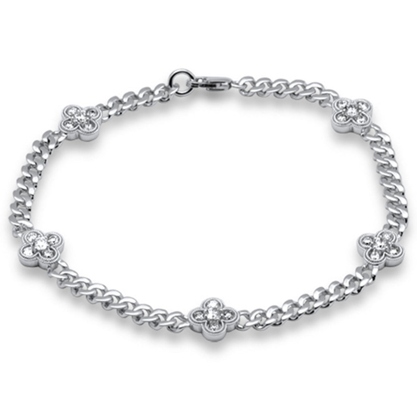 5 Clover Station Cuban Bracelet