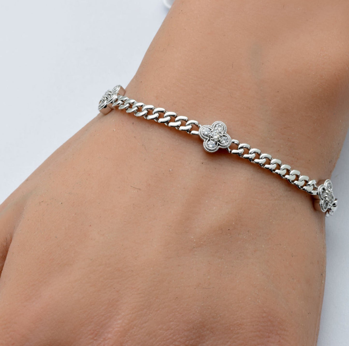 5 Clover Station Cuban Bracelet