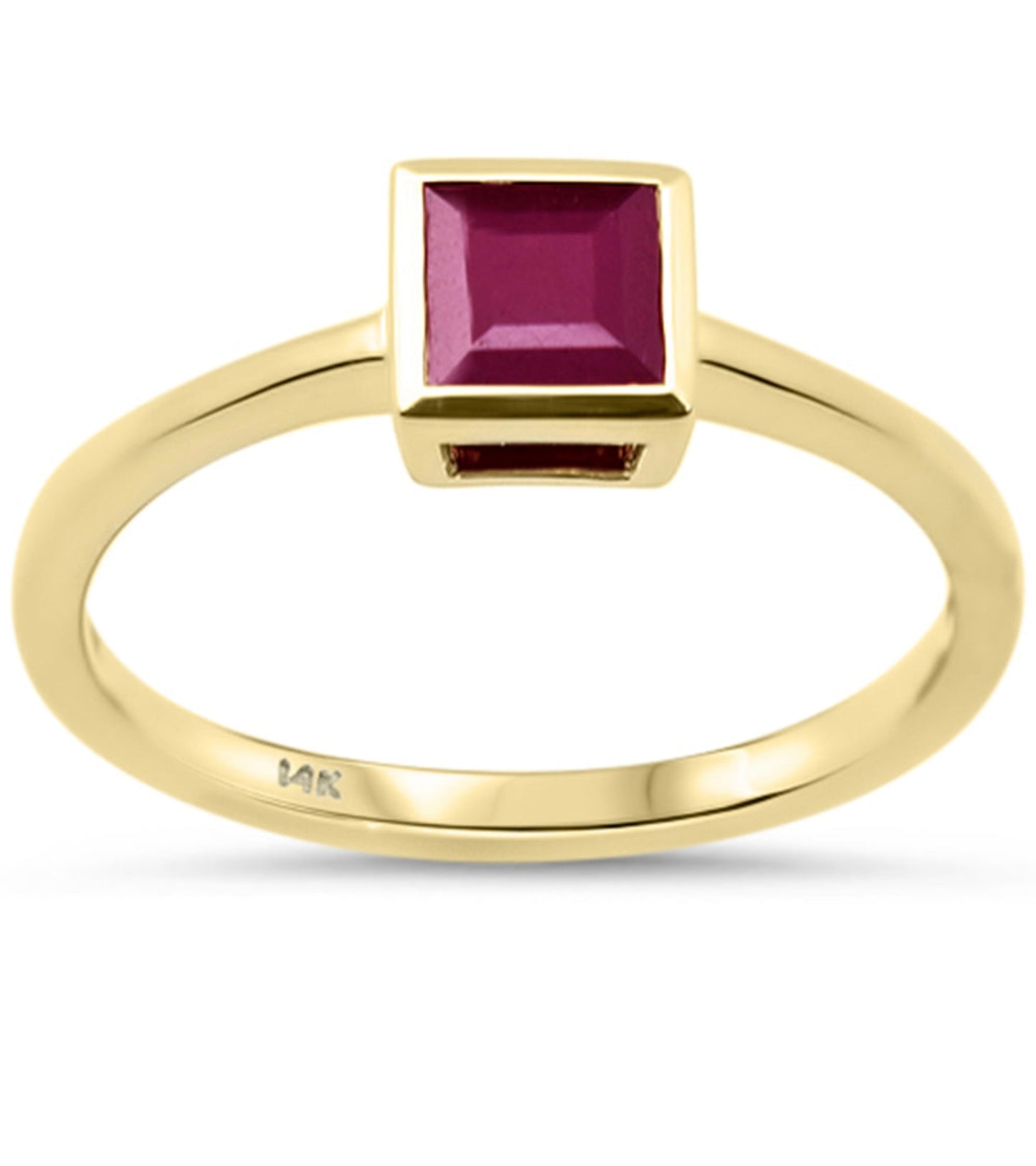 Bezel Set Princess Cut Ruby Ring