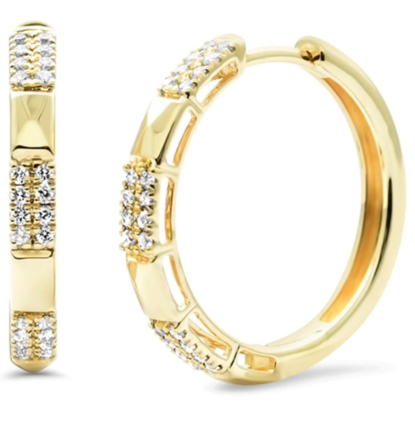 Diamond Dash Gold Hoop Earrings