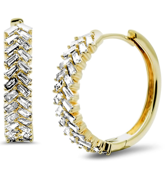 Baguette Chevron Hoop Earrings