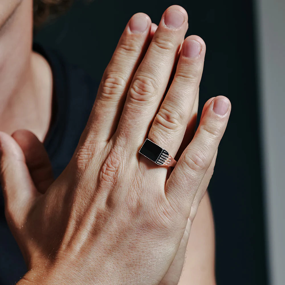 Sterling Silver and Black Enamel Ring