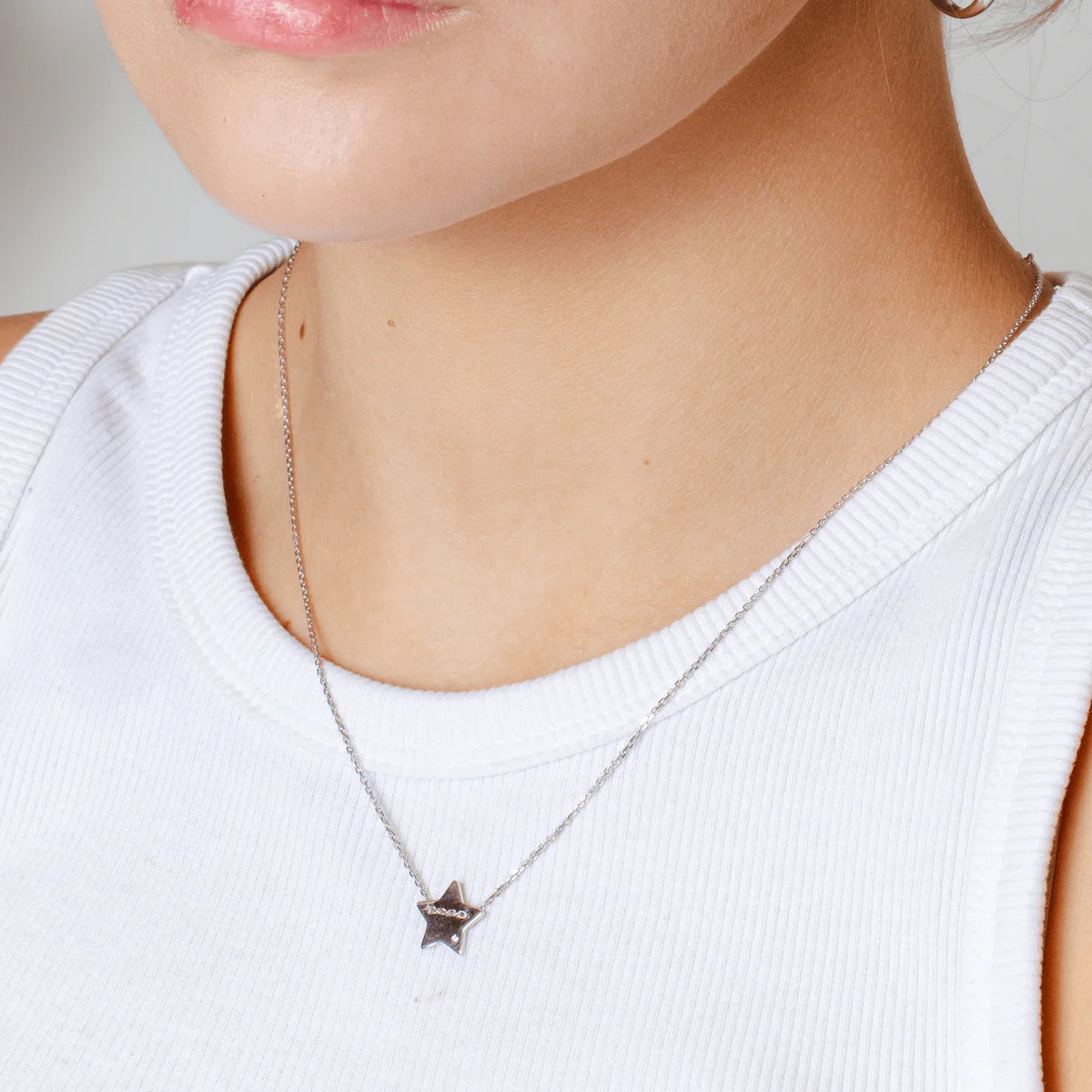 Sterling Silver Through Chain Star Necklace