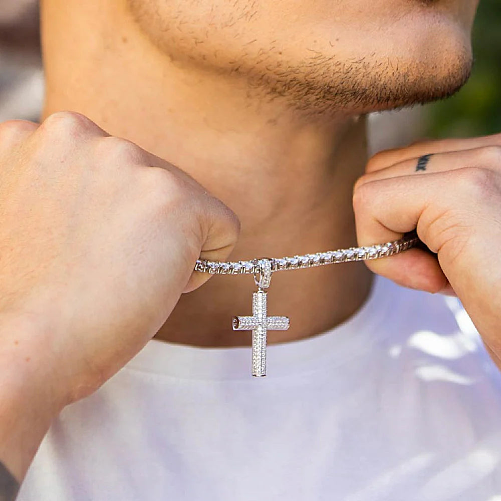 Sterling Silver Pave Cross Pendant