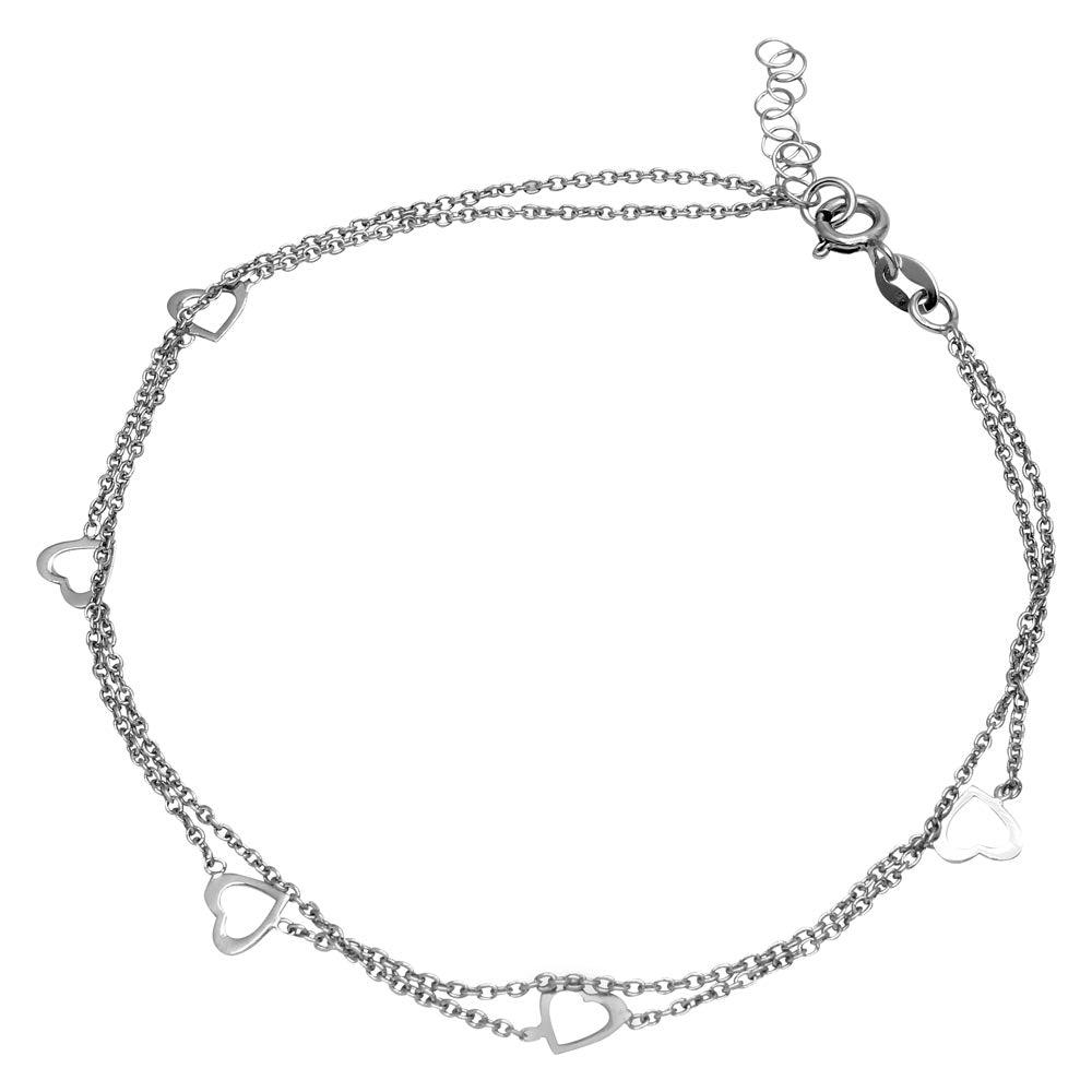 Sterling Silver 5 Heart Anklet