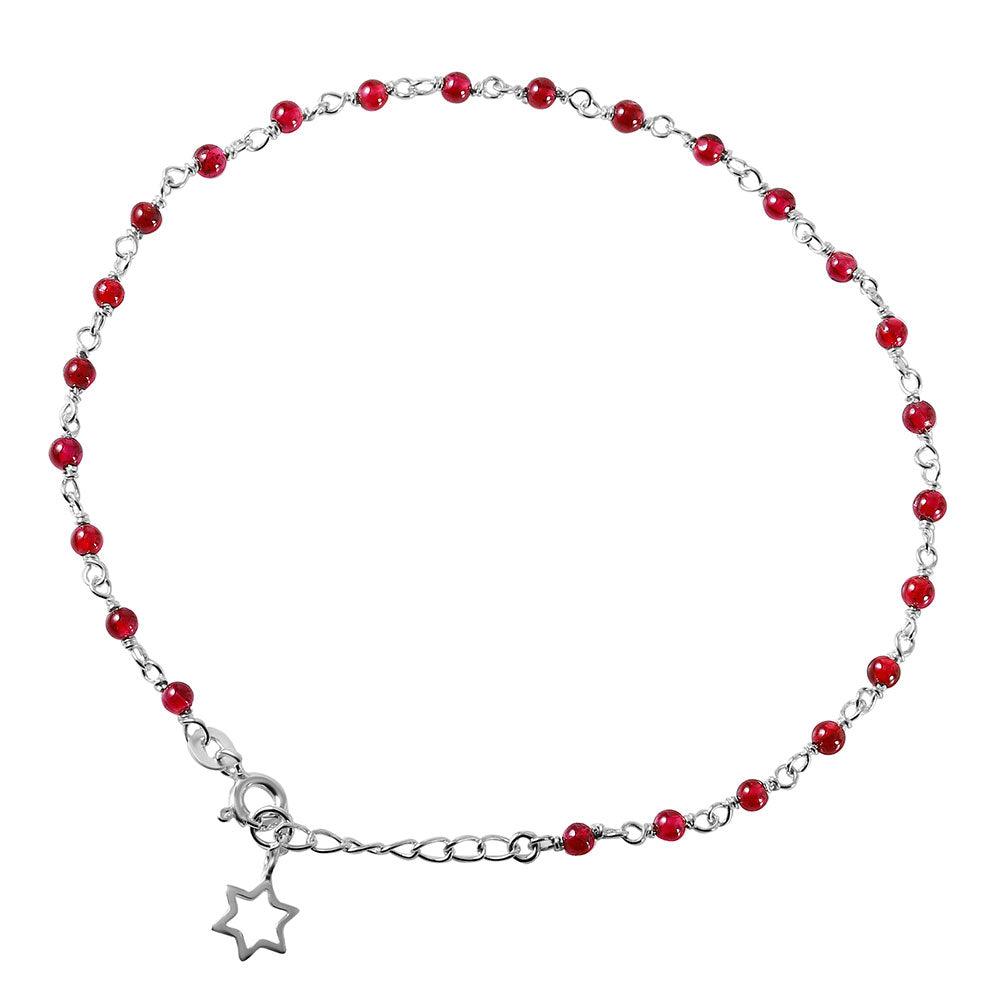 Sterling Silver Ref Beaded Star of David Anklet