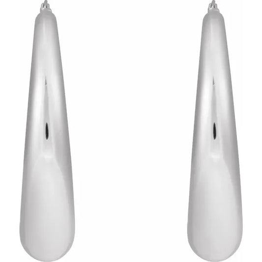 Sterling Silver Hollow Teardrop Hoop Earrings