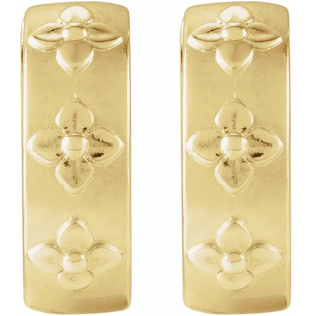 Clover Embossed Huggie Earrings