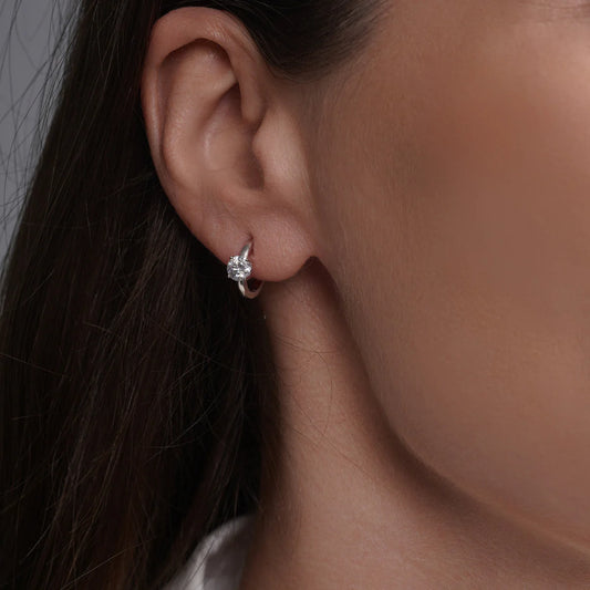 Sterling Silver .5ct Moissanite Huggie Earring