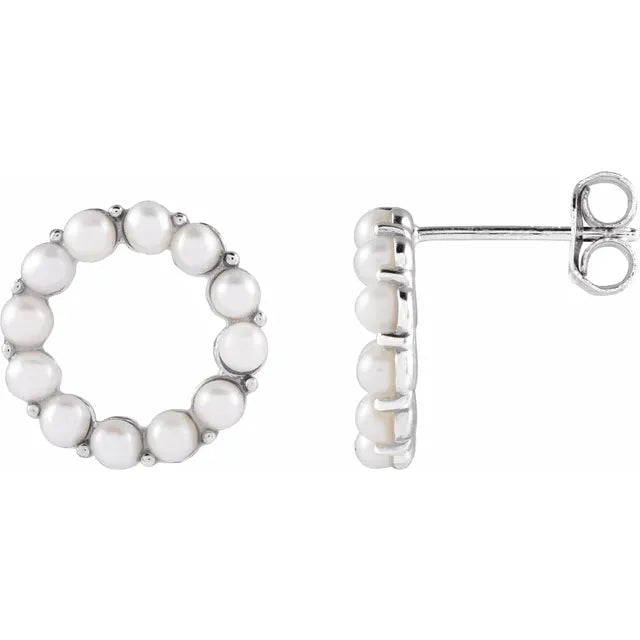 Sterling silver Cultured Pearl “o” Earrings
