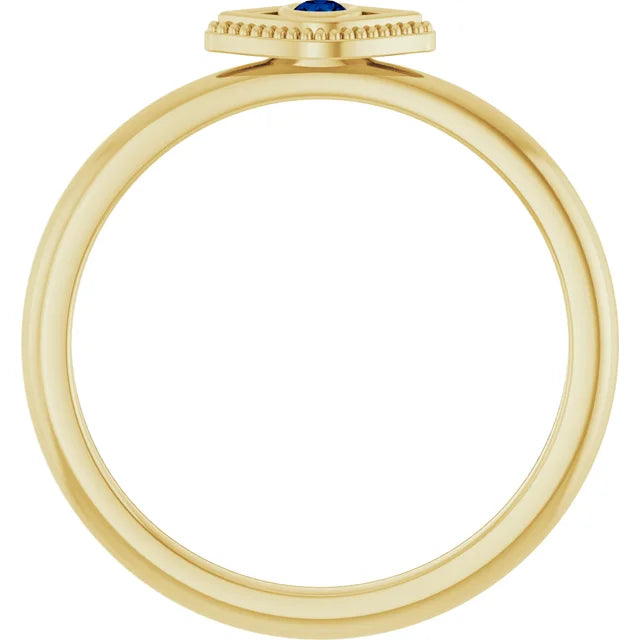 Blue Sapphire Evil Eye Stacking Ring