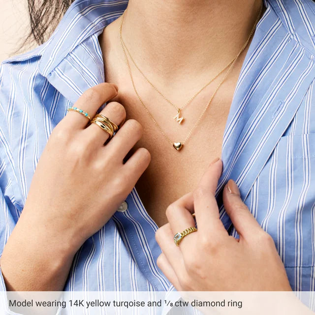 Natural Turquoise Cabochon & Natural Diamond Ring