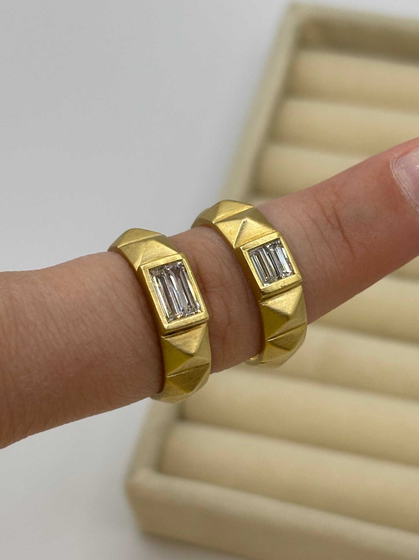 Double Baguette Pyramid Ring