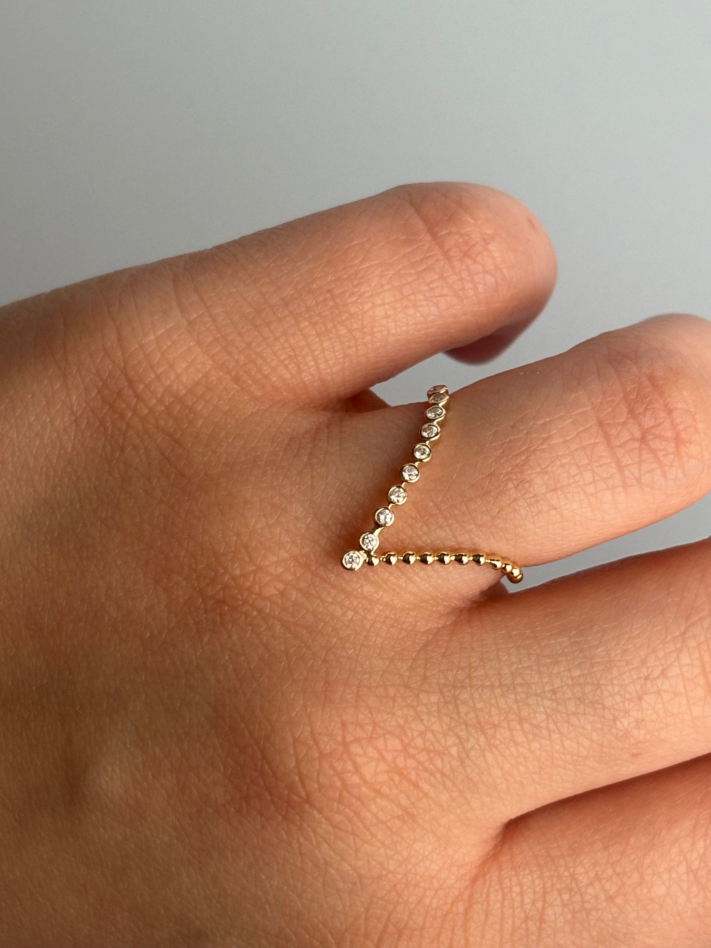 Bezel Set V Shape Ring