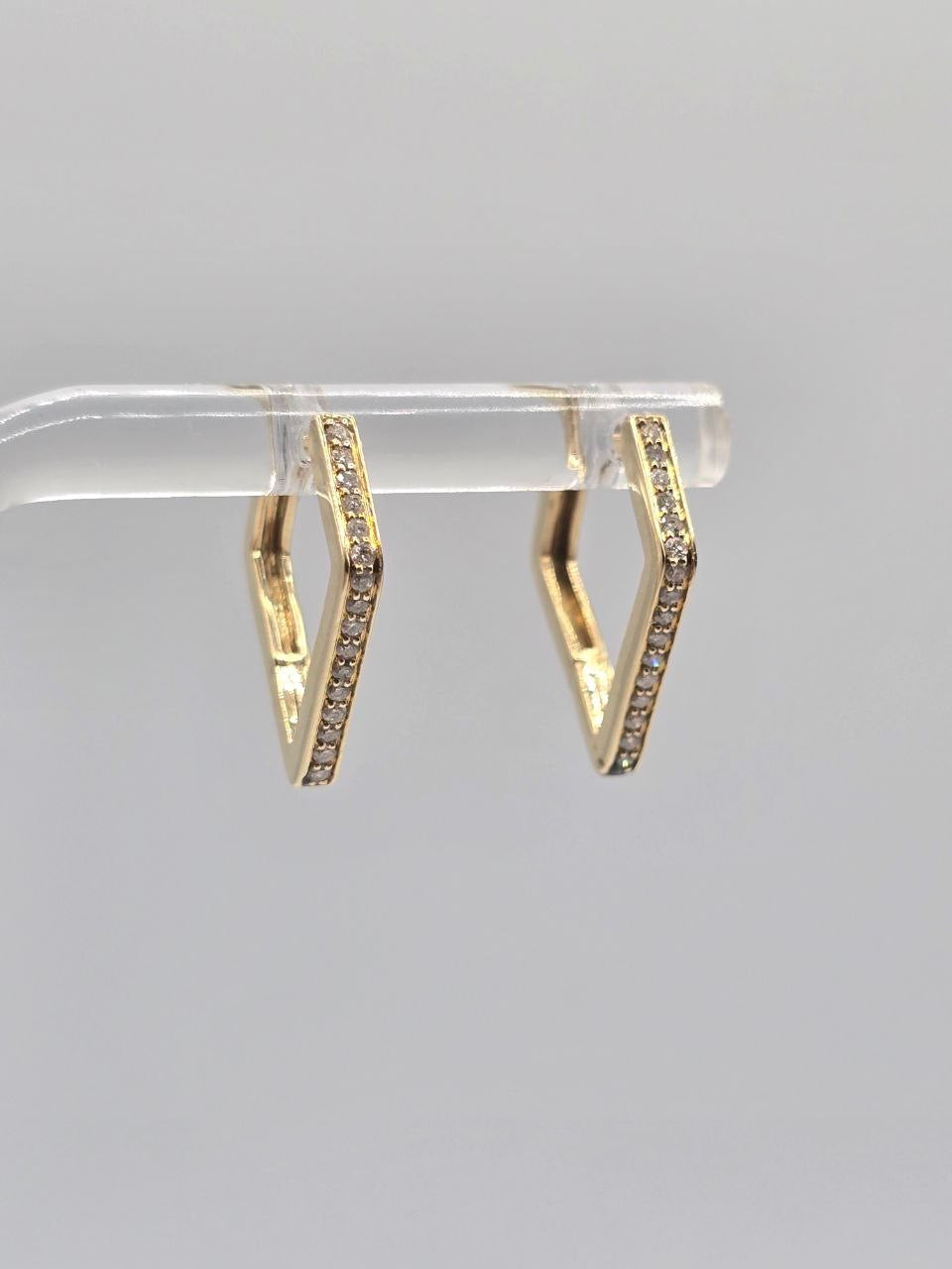 Diamond Hexagon Hoop Earrings