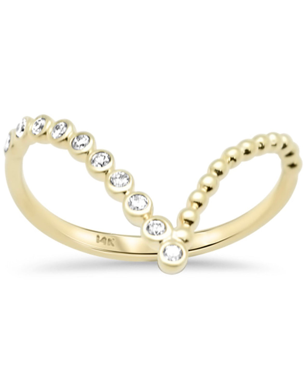 Bezel Set V Shape Ring
