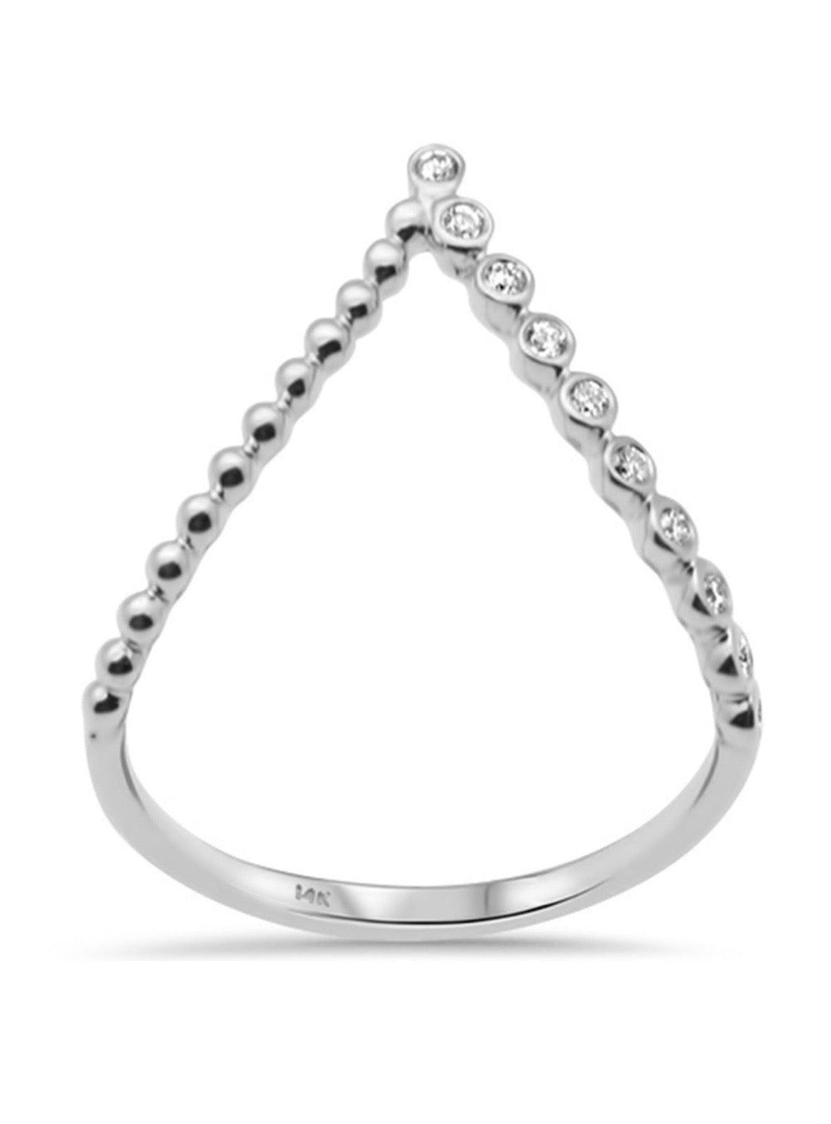 Bezel Set V Shape Ring