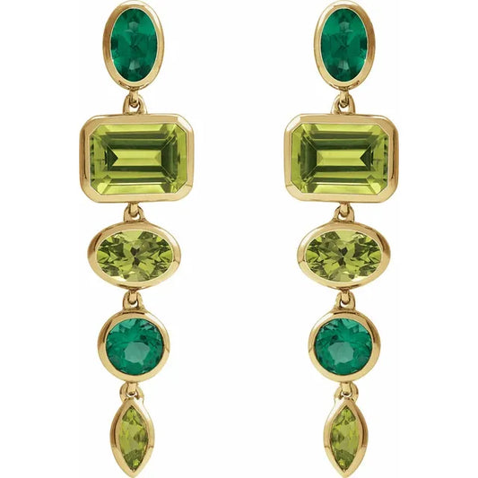 Peridot and Emerald Multi-shaped Dangle Earrings