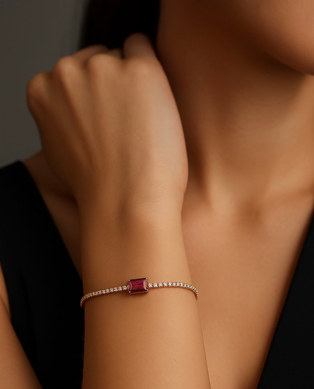 .70cts Ruby Center Diamond Tennis Bracelet