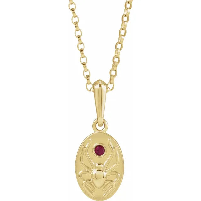 Spider and Ruby Amulet Necklace