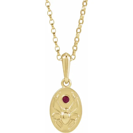 Spider and Ruby Amulet Necklace