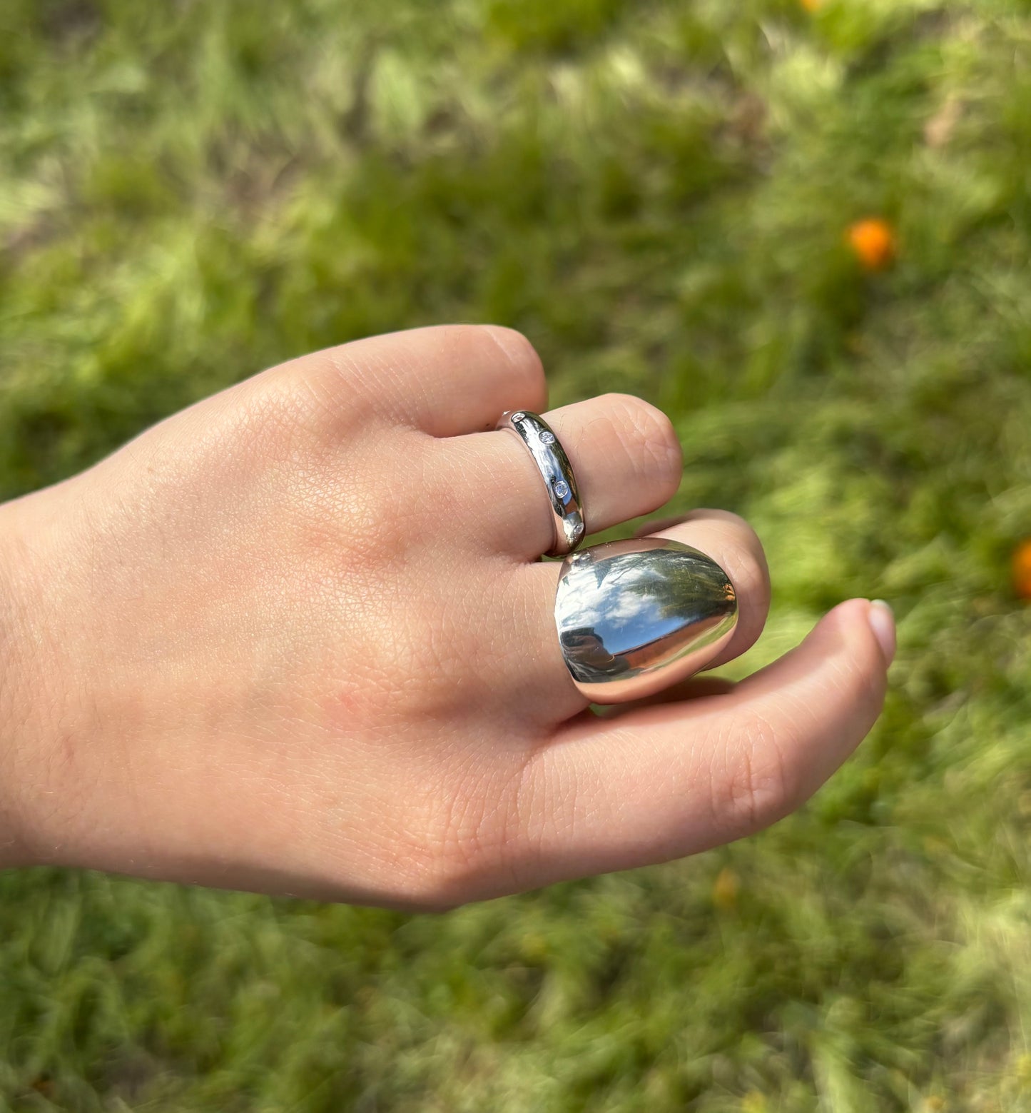 Silver Oval Dome Ring