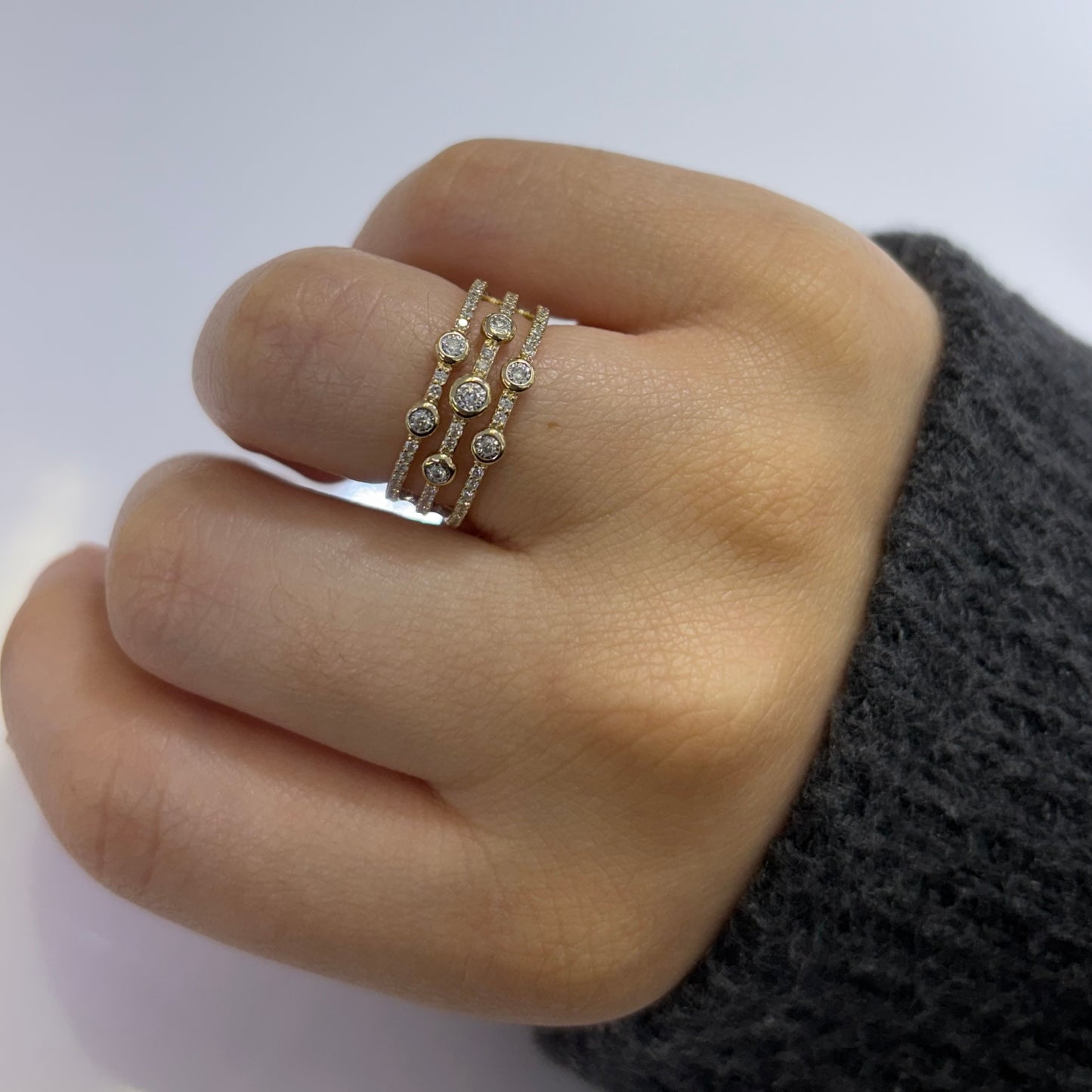 7 Bezel Multi Band Ring