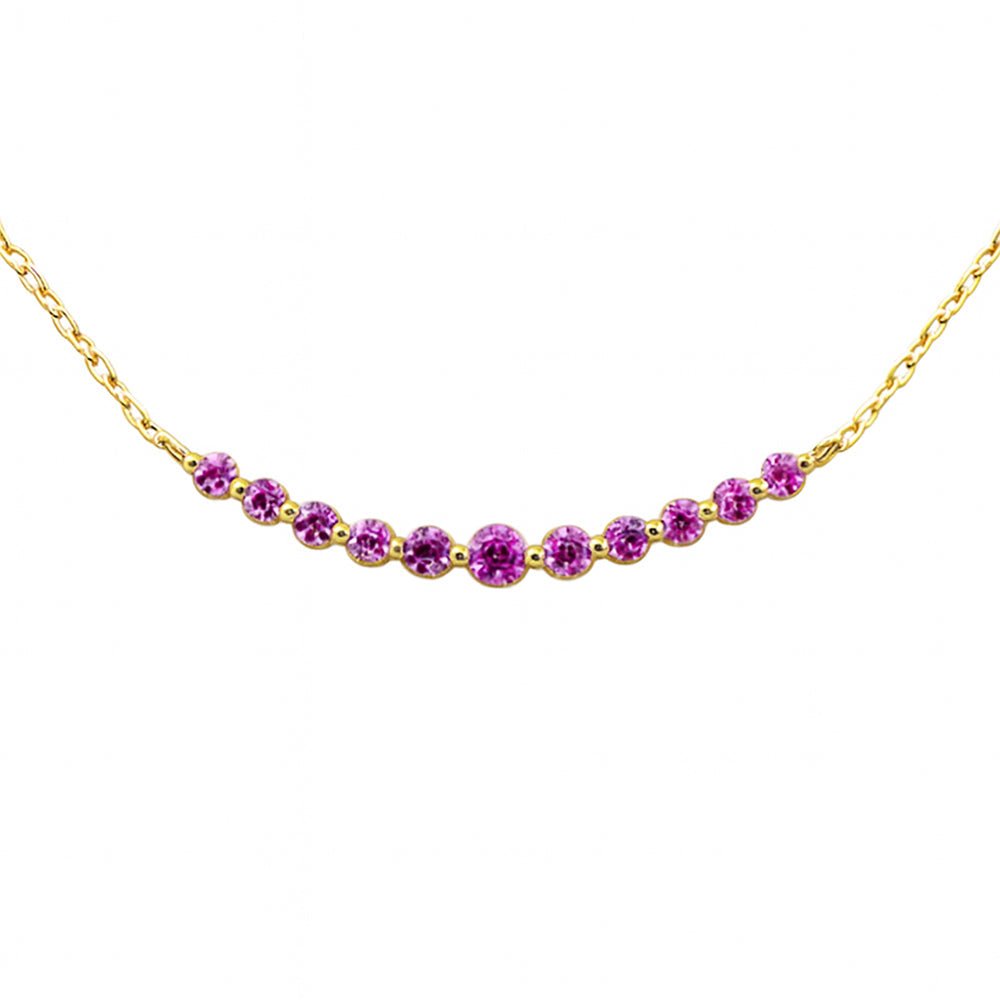Pink Sapphire Curved Bar Necklace