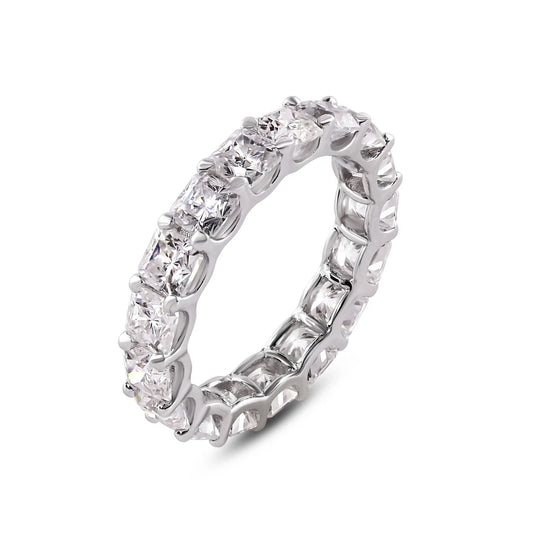 Sterling silver Princess cut moissanite eternity band