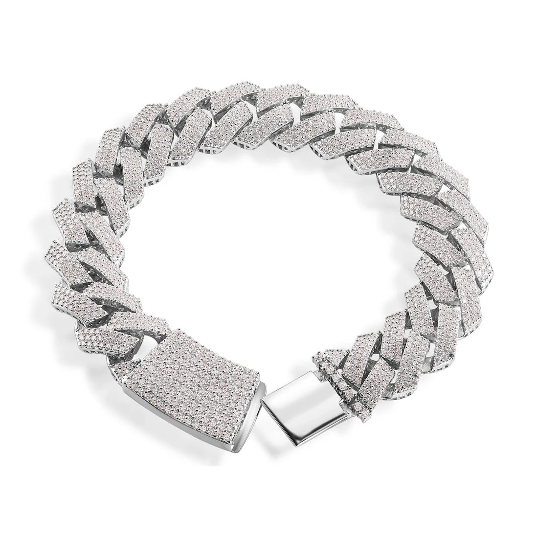 Sterling silver moissanite 13.5 mm curb link bracelet