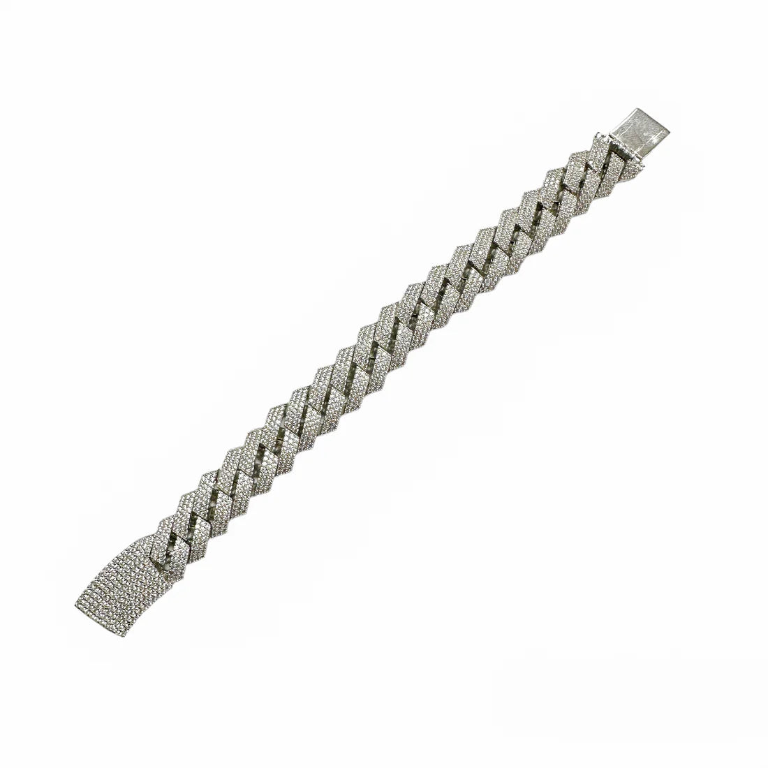Sterling silver moissanite 13.5 mm curb link bracelet