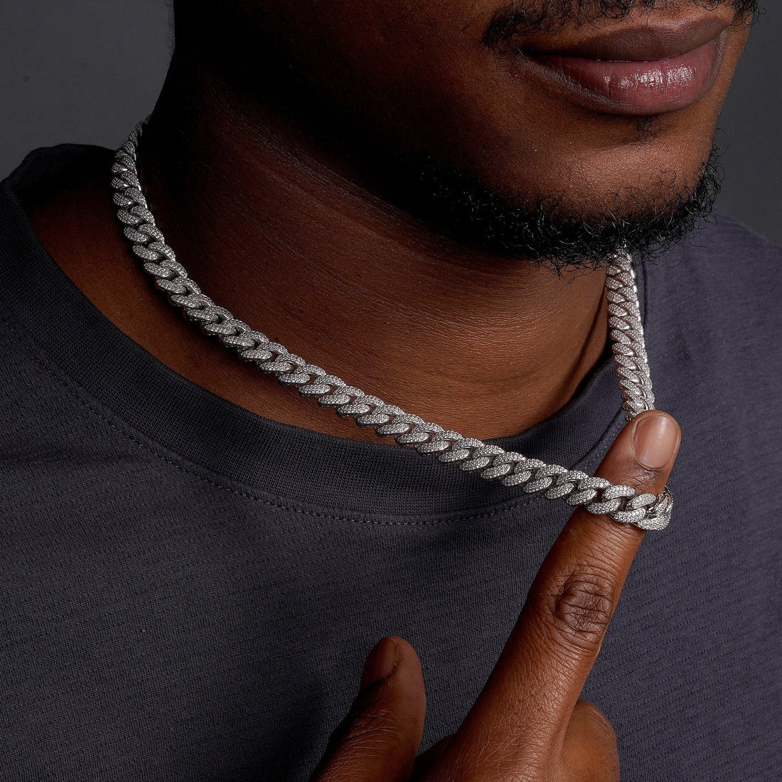 Sterling silver moissanite 9 mm Miami Cuban necklace/braceletCB