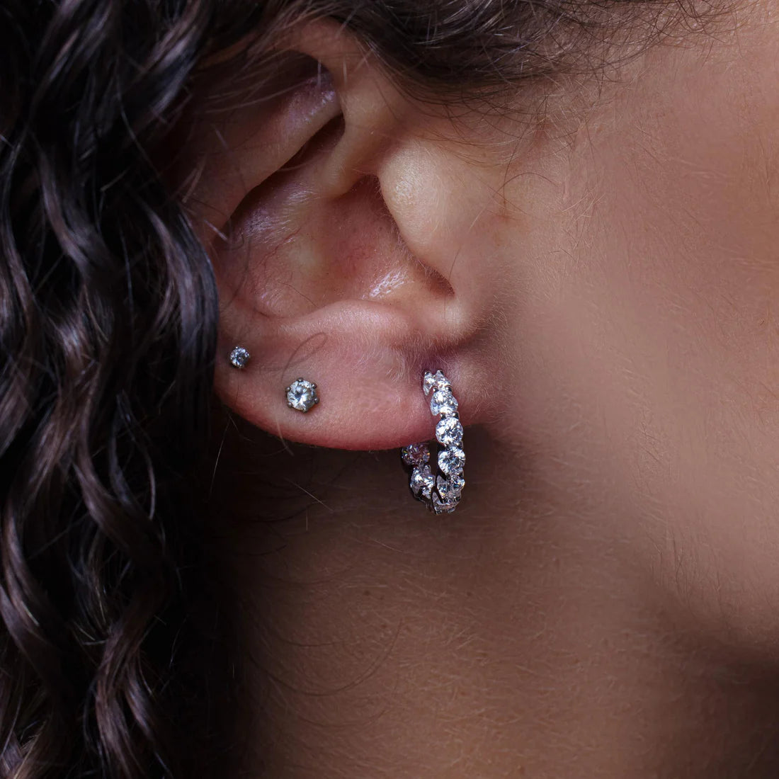 Sterling silver Moissanite hoop earrings