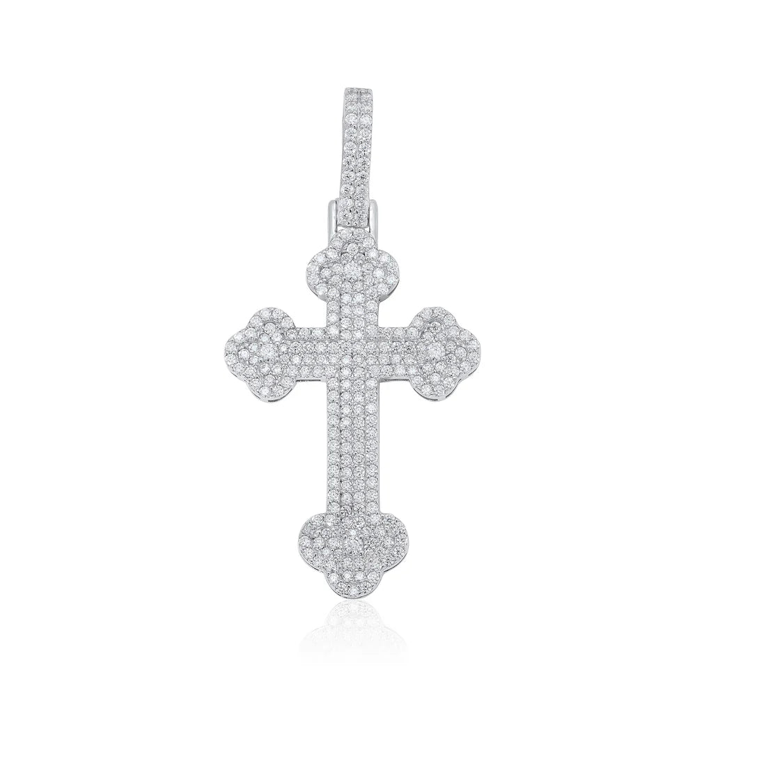 Sterling silver moissanite encrusted cross pendant