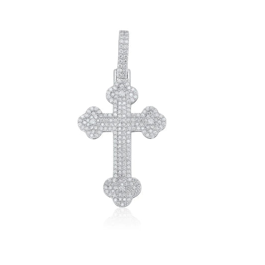 Sterling silver moissanite encrusted cross pendant