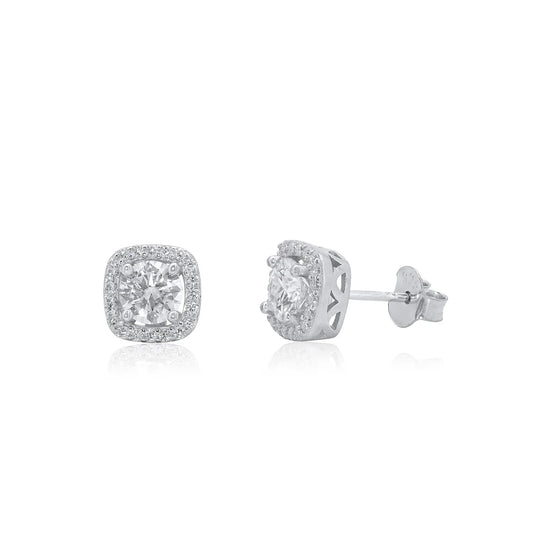 Sterling silver moissanite, 8 mm stud earrings